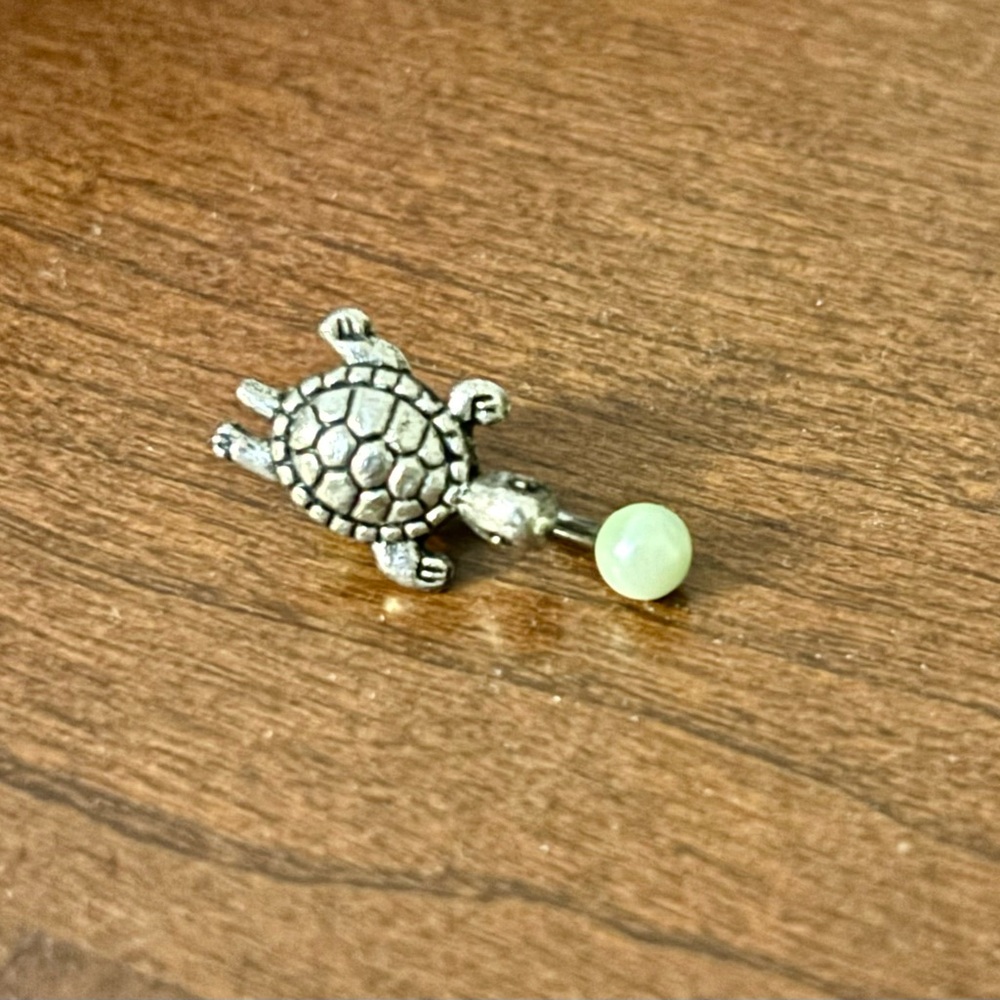 Silver Turtle Belly Button Ring